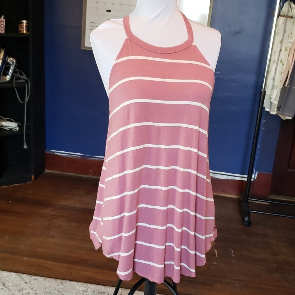 MTS pink and white striped tank size small